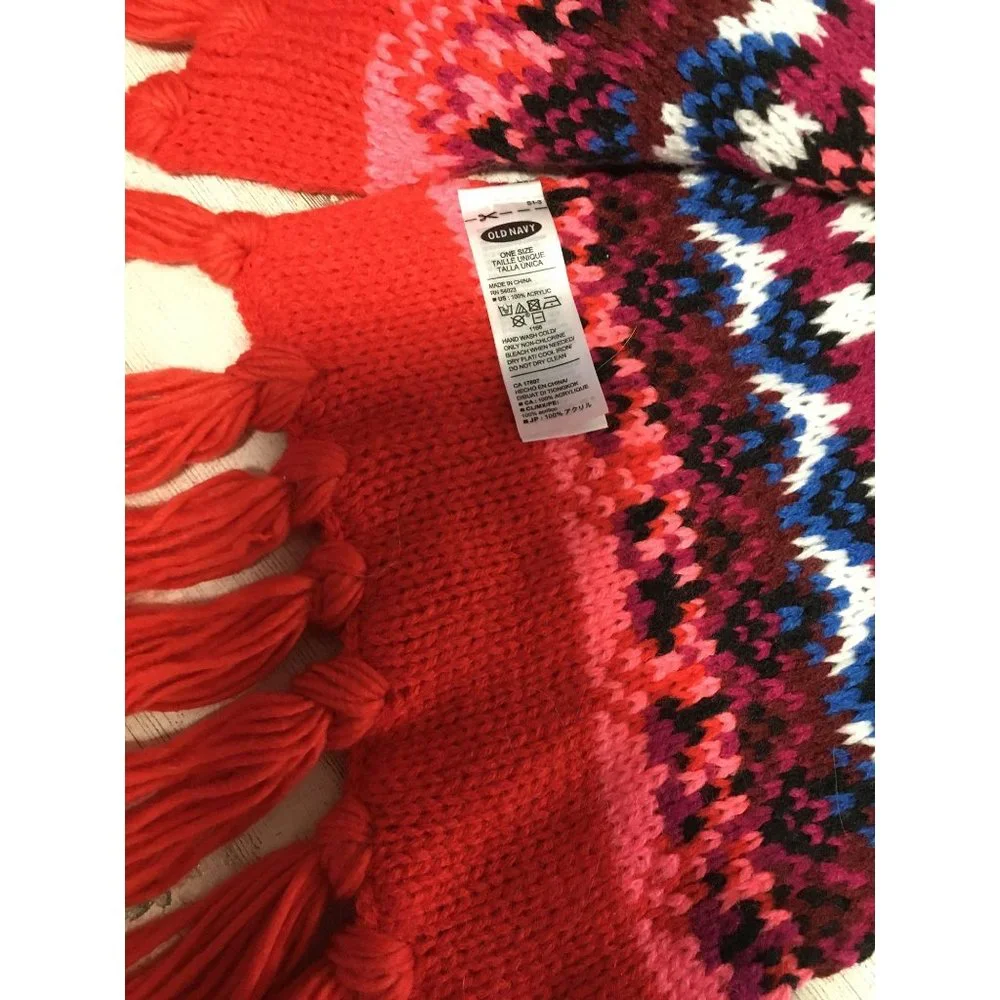 Old Navy 8”x86” orange scarf with tassels